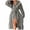 Gray, variant on Plush Bathrobes For Women Plush Lapel V Neck Lace Patchwork Ruffled Long Hem Belt Nighfown Fuzzy Comfy Thermal (L, Gray)