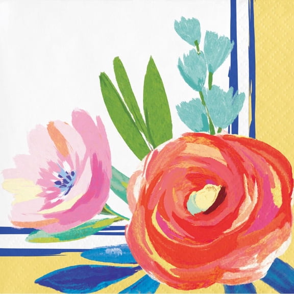 Fragrant Florals Paper Beverage Napkins 16 Per Pack