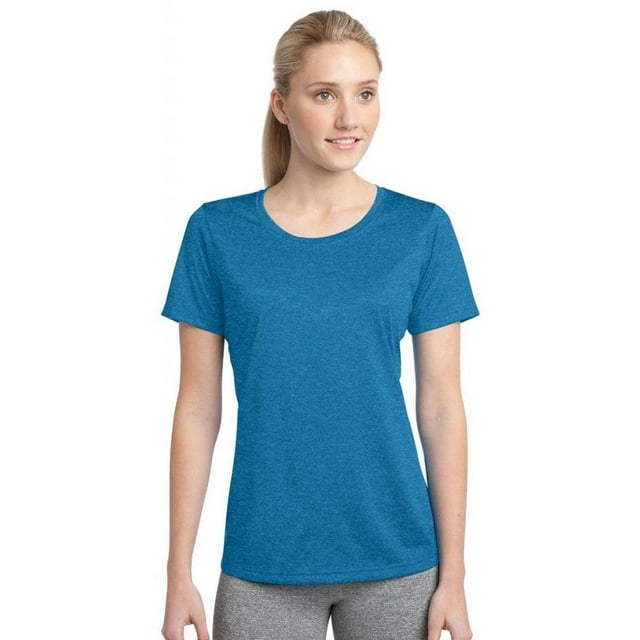 Sport-Tek Tee-Shirt Col Rond pour Femmes, Bleu Wake Heather, TTG