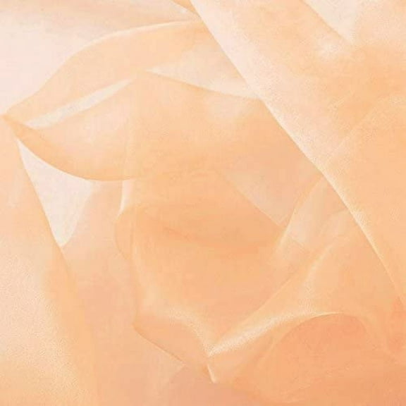 DECORATIVE SILK INC. Sparkle Crystal Sheer Organza Fabric Shiny 60" inch wide by the yard (Peach)