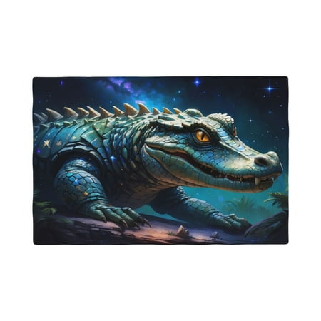 

Table Placemats Set of 4 - Starry Sky Colorful Crocodile A 12x18 In Faux Linen Double Heat Resistant Place Mats Cloth Indoor/Outdoor Placemats Washable Table Mats for Dining Kitchen Party