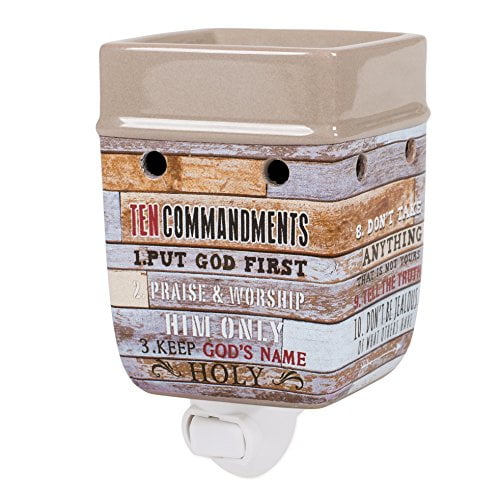 Elanze Designs Ten Commandments Pallet Wood Look Ceramic Electric Ceramic Stoneware Plug-in Warmer