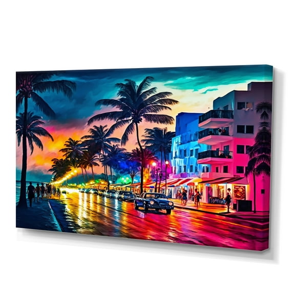 Designart Miami Beach Holidays 3 Architecture Canvas Wall Art