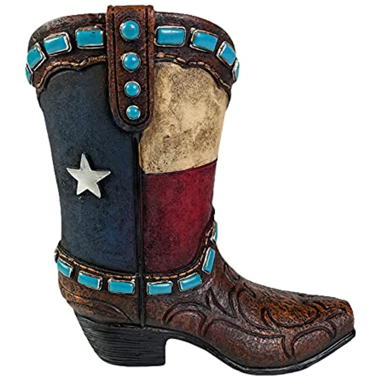 WESTERN RUSTIC Small COWBOY BOOT with SPURS PIGGY BANK Hand Painted UNIQUE GIFT 
