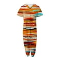 thumbnail image 4 of Birdeem Combinaison Décontractée pour Femme, Mode, Ample, Col en V, Manches Courtes, Imprimée, Poches, Short, Pantalon Long, 4 of 5