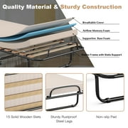 Costway Portable Folding Bed with Memory Foam Mattress Rollaway Cot Navy Made in Italy