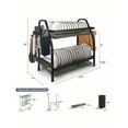 thumbnail image 2 of 2 Tier Dish Drying Rack Over Sink Steel Kitchen Holder Drain Board Set Metal, 2 of 7