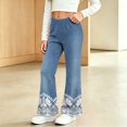 thumbnail image 2 of MuXiKeJi Clothes Y2K Jeans for Cute Print Elastic Waist Wide Leg Flared Denim Pants Regular Fit Long Casual Bottoms Girls Denim Pants, 2 of 8