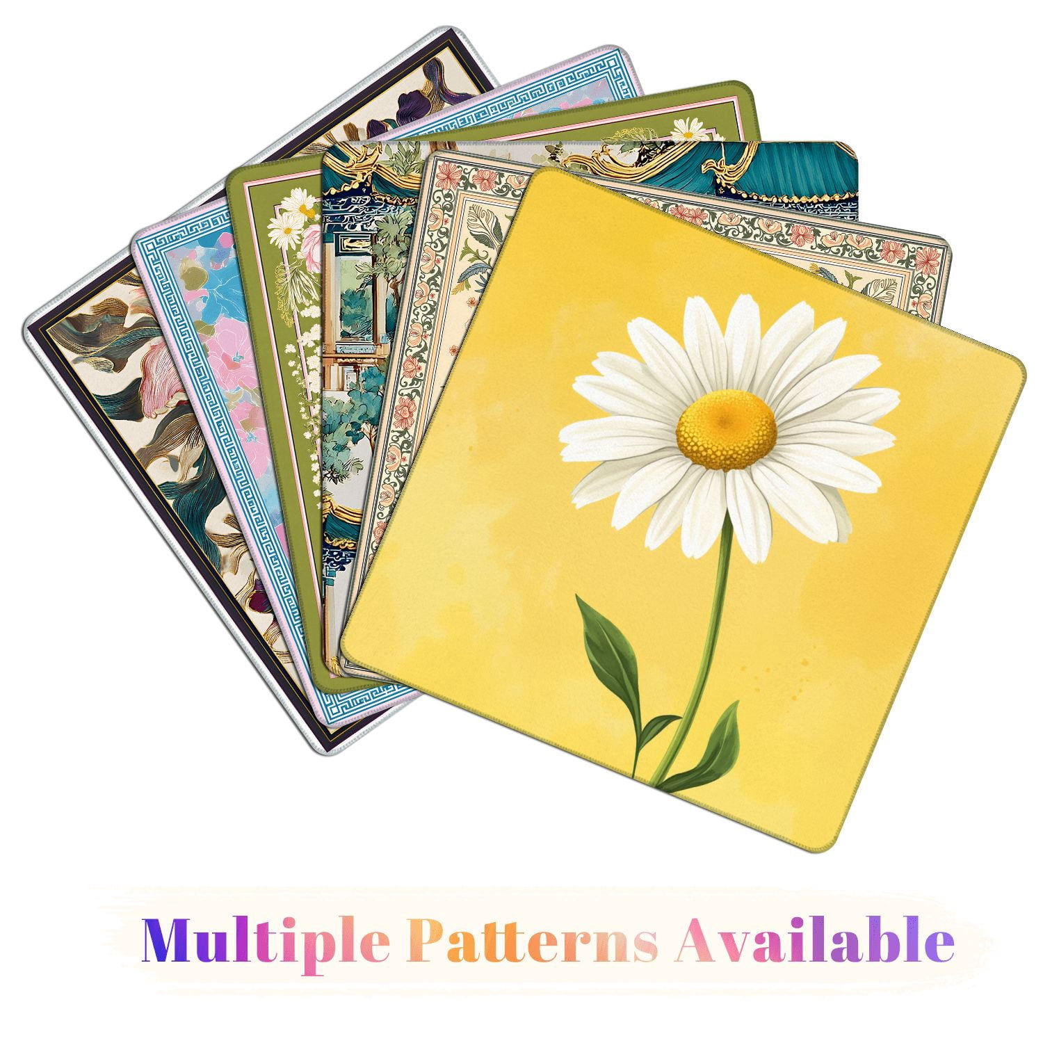 Mahjong Mat 31.5" x 31.5" White Daisy Flower Yellow Center Pastel Yellow Non-Slip Noise Reduction American Mahjong Tiles Table Cover for Dominoes Poker Card Board Games Gift