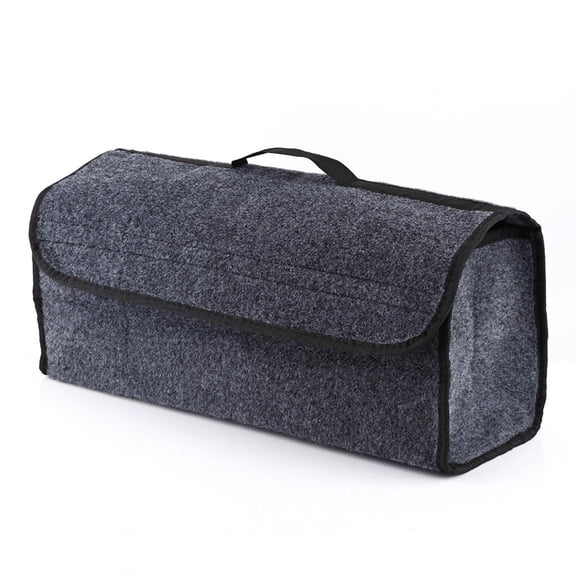 Qiilu Collapsible Gray Felt Car Trunk Organizer, 49 x 24 x 16cm, Automotive Storage Bag