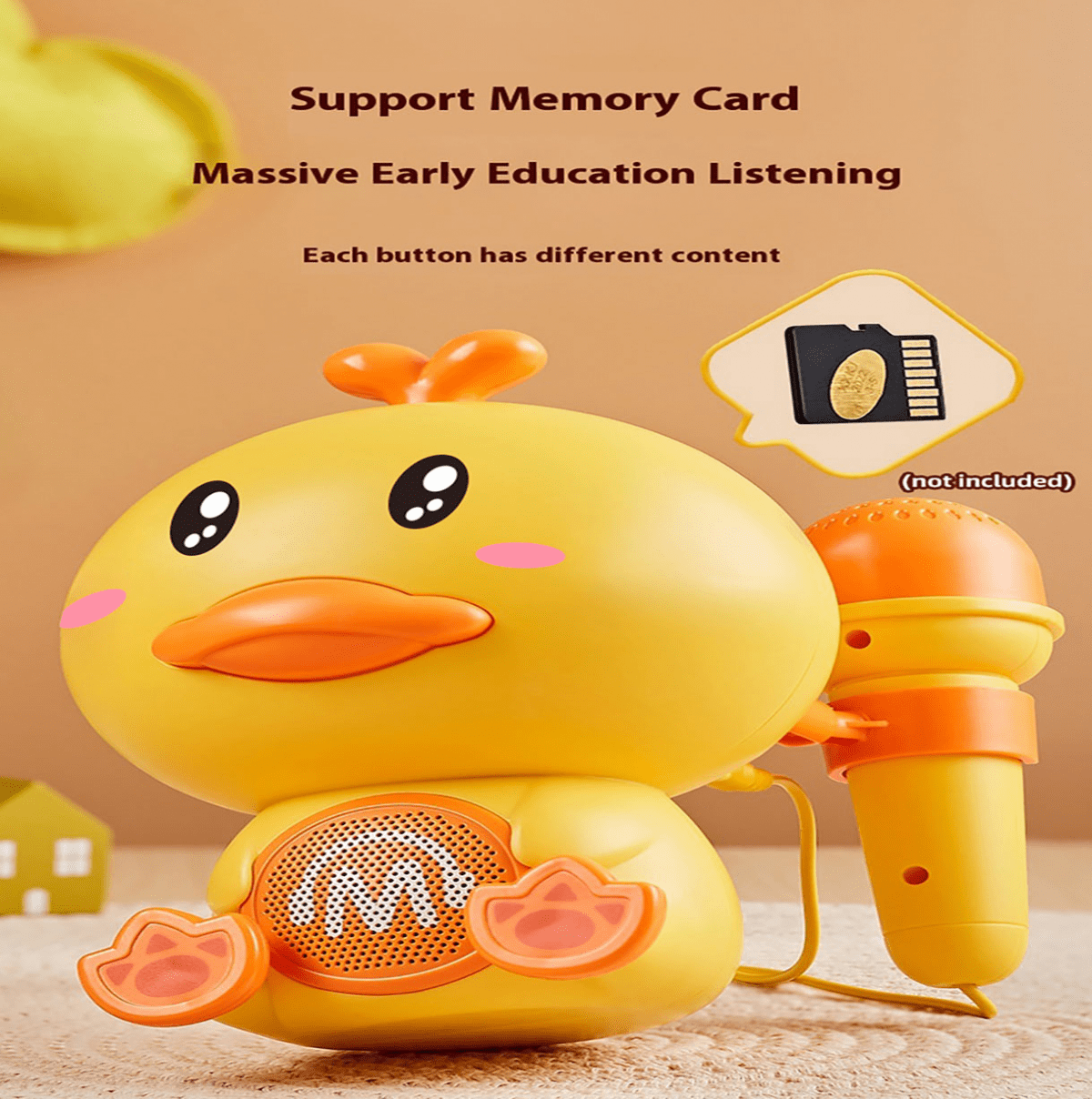 Mini Karaoke Machine Duck Toys for Kids, Portable Microphones Support 5 Change Voice for Girls Gifts