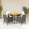thumbnail image 1 of vidaXL 5 Piece Garden Dining Set with Cushions Black Poly Rattan, 1 of 4