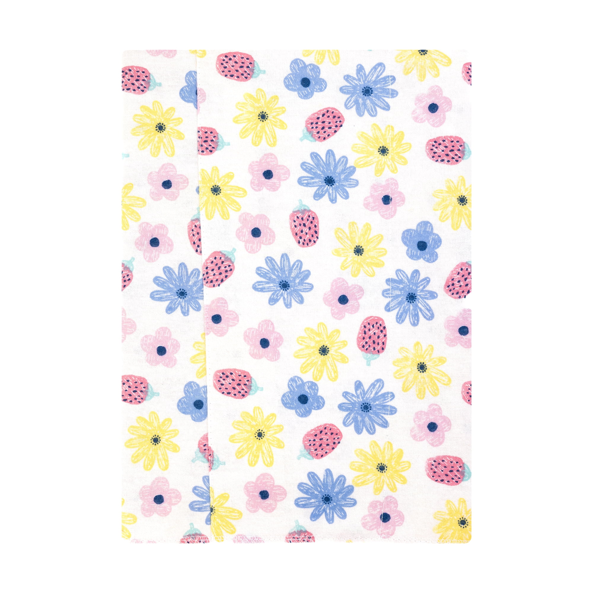 Hudson Baby Unisex Baby Cotton Poly Flannel Burp Cloths, Flowers And Strawberries, One Size