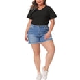 thumbnail image 2 of Camisetas de talla grande para mujeres Agnes Orinda, básicas, de cuello en V, de manga corta, 3X, negras, 2 of 6