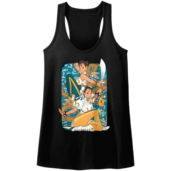 Street Fighter Dual Chun Li Black Women's Racerback Tank Top