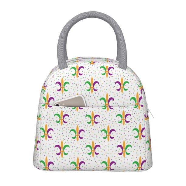 Easygdp Mardi Gras Carnival1 Bolsa de Almuerzo Insulada Grande, Forro de Aluminio, Diseño Espacioso, a Prueba de Fugas, Ideal para Trabajo, Picnics, Viajes y Actividades al Aire Libre
