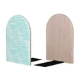 thumbnail image 2 of Lsque Blue Bright Printed Wood Bookends,Non-Skid Bookend for Shelves,Heavy Duty Support Bookends,Non-Slip Foam Pads for Office, Home, and Library,1 Pair, 2 of 8