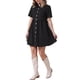 thumbnail image 2 of INSPIRE CHIC Vestido Mini de Jean con Cuello y Botones de Manga Corta para Mujer S Negro, 2 of 6