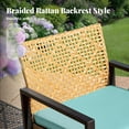 thumbnail image 6 of MF Studio 4-Piece All-Weather Rattan Patio Furniture Set, Outdoor Conversation Set with Wood Table, Yellow and Mint Green, 6 of 10