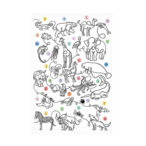 Trademark Fine Art Hanna Lee Tidd The Animal Alphabet Canvas Wall Art
