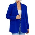 thumbnail image 3 of Siilsaa Blazers for Women Business Casual Suit Jackets Dressy Long Sleeve Open Front Work Office Blazer Lapel Button Jacket Blue,M, 3 of 5