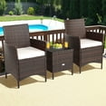 thumbnail image 4 of Gymax 3PCS Outdoor Rattan Conversation Set Patio Furniture Set w/ White Cushions, 4 of 9