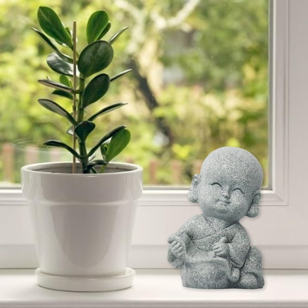 Estatua de Buda creativa Té coleccionable Accesorios para mascotas Resina Feng Shui Bebé Monje Estatua de Buda Estatuilla de monje para escritorio Pintura