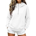 thumbnail image 2 of Half Zipper Women's Hoodie Comfort Sweatshirt Fall Sweatshirts Women Y2k Sweatshirt Hoodies Warm Hoodies Thin Sweatshirts Gym Sweaters for Women Hiking Sweater Women，White5，3XL, 2 of 5