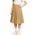 thumbnail image 2 of hengsof Girls Elastic Waist Solid Casual Pleated Long Skirt, Summer Back to School Fashion Uniform Skirt for 3-17 Years, 2 of 8