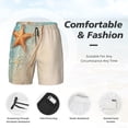 thumbnail image 5 of Lsque Mens Swim Trunks Starfish On The Sand Beach Pattern - Bathing Suit Compression Liner - Beach Swim Shorts Swimwear - (S-3XL) - Stretch Quick Dry -Large, 5 of 9