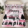 thumbnail image 2 of Manfei Travel Trailer Twin Sheet Sets,Happy Camping Twin Fitted Sheet,Old Wooden Board Flat Sheet For Boys Kids,Luxury Bedroom Decor,3-Piece, 2 of 7