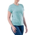 thumbnail image 2 of Time and Tru Womens Striped Short Sleeve Slub Crew Neck T-Shirt, 2 of 6