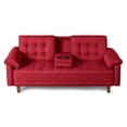 thumbnail image 2 of Sofá Cama Con Portavasos De Lino Rojo Modelo Andros, 2 of 9