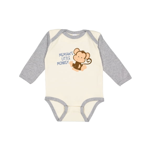 Inktastic Memaw's Little Monkey Boys or Girls Long Sleeve Baby Bodysuit
