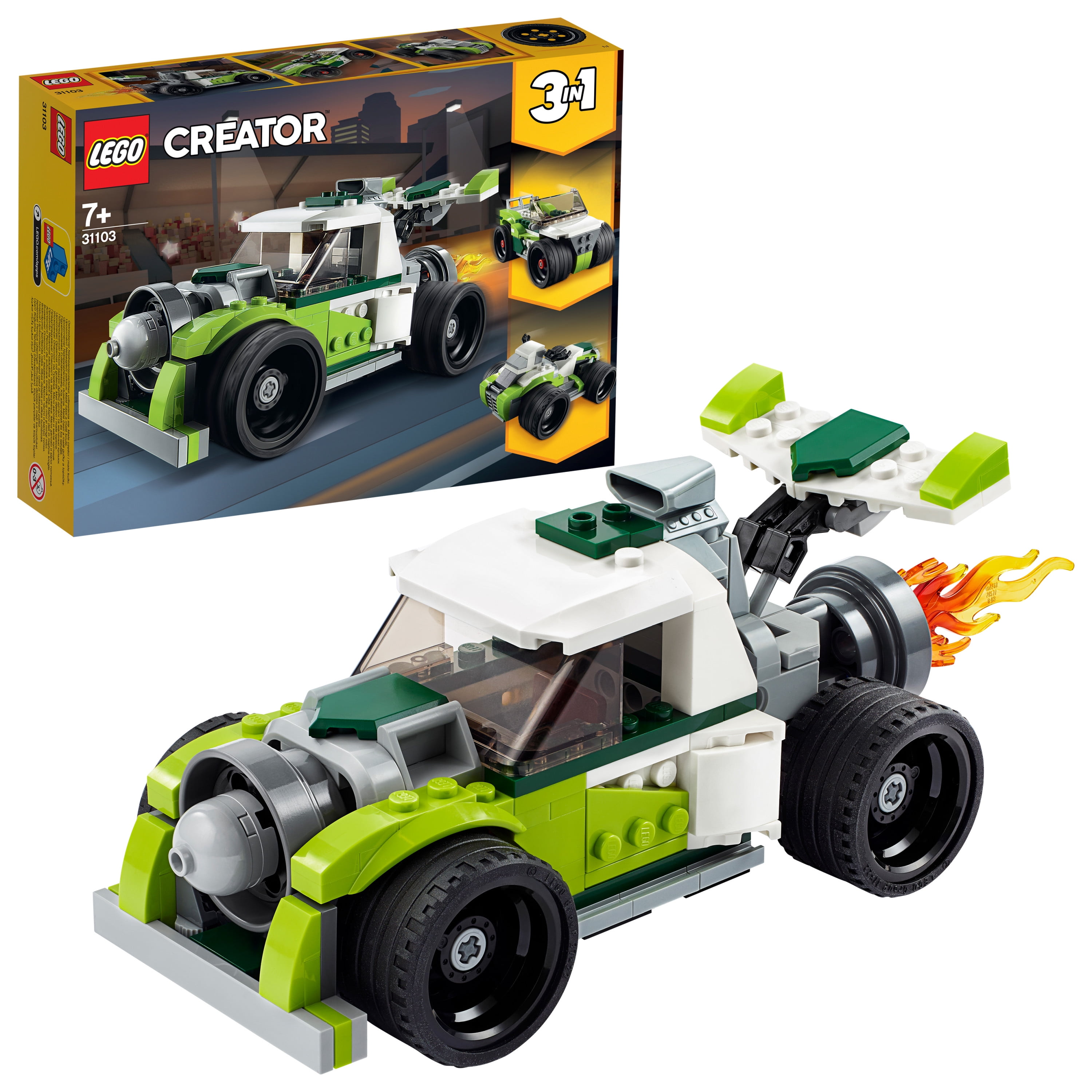 pegefinger krise Gooey LEGO Creator 3in1 Rocket Truck 31103 Action Building Toy for Kids, Build a  Rocket Truck, Off-Roader or Quad Bike (198 Pieces) - Walmart.com