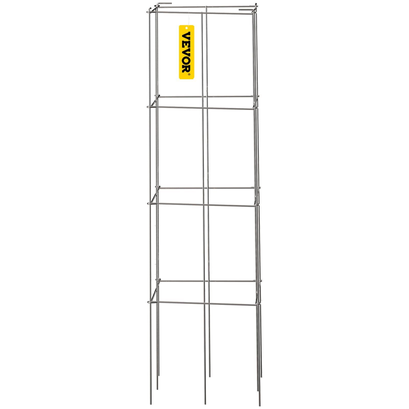 46.1" Tall Plant Support Cages, 5-Pack Square Tomato Trellis, Rust-Proof PVC-Coated Steel Stakes for Climbing Vegetables, Flowers, and Fruits