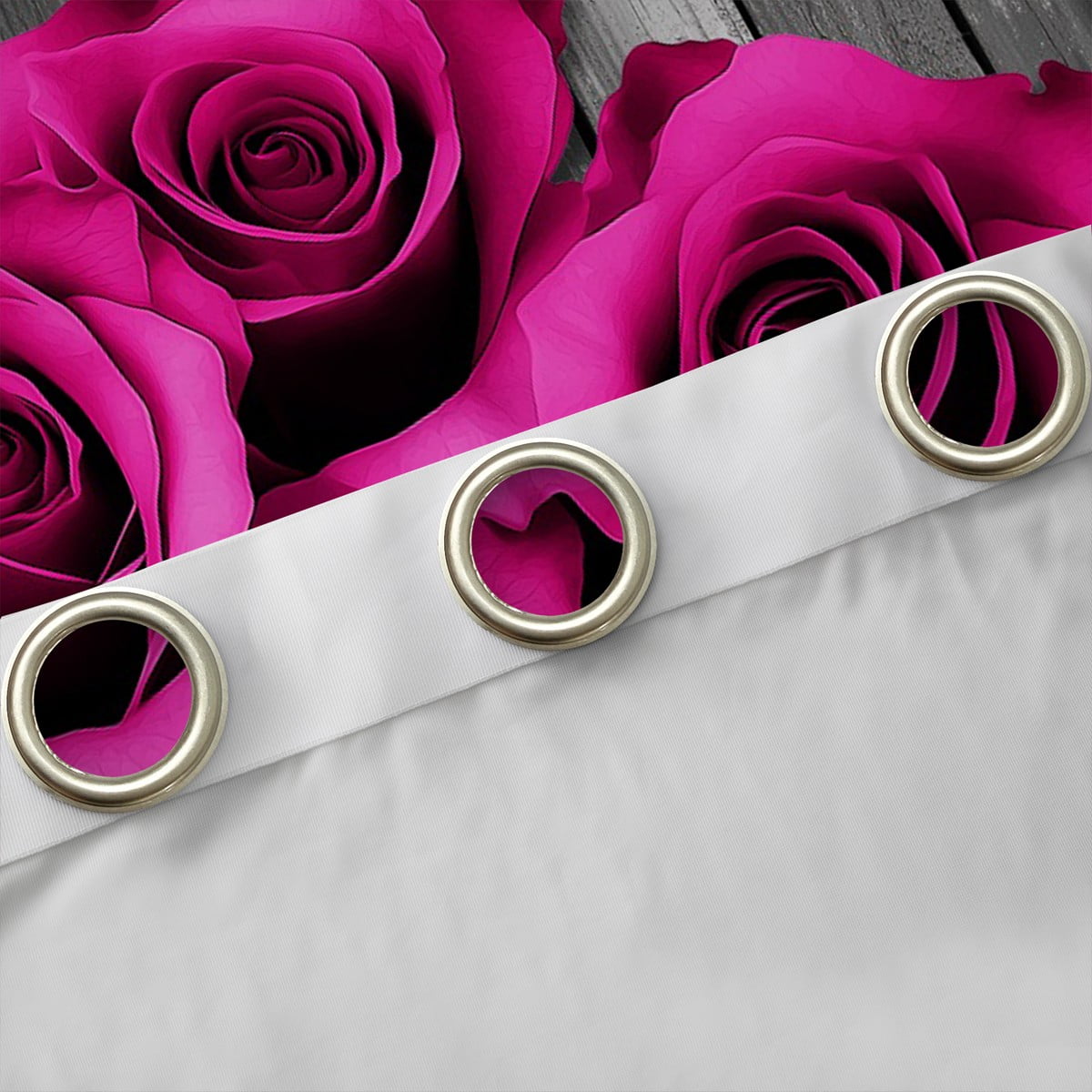 Hot Pink Rose Flowers Window Curtains 42"Wx84"L Rustic Rose Floral Curtains Valentine'S Day Couple Window Curtains For Bedroom Living Room,Romantic Blossom Window Treatments 2 Panels Black Grey