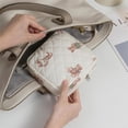 thumbnail image 2 of Luxury Small Soft Quilted Cotton Makeup Bag for Purse, Cosmetic Bag with Compartments, Cotton Aesthetic Makeup Bag, Travel Toiletry Pouch, Key Pocket Lipstick Bag Card Holder Data Cable Organizer, 2 of 6