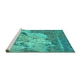 thumbnail image 2 of Ahgly Company Machine Washable Indoor Square Oriental Turquoise Blue Industrial Area Rugs, 6' Square, 2 of 4
