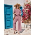 thumbnail image 6 of EKOUAER Lounge Set for Women Travel Outfits 2 Piece Sets Short Sleeve Sweater Top Wide Leg Long Pants Loungewear, 6 of 8