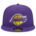 thumbnail image 2 of Men's New Era Purple Los Angeles Lakers Court Sport Leather Applique 59FIFTY Fitted Hat, 2 of 6