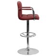 thumbnail image 3 of Contemporary Burgundy Quilted Vinyl Adjustable Height Barstool with Arms and Chrome Base, 3 of 9