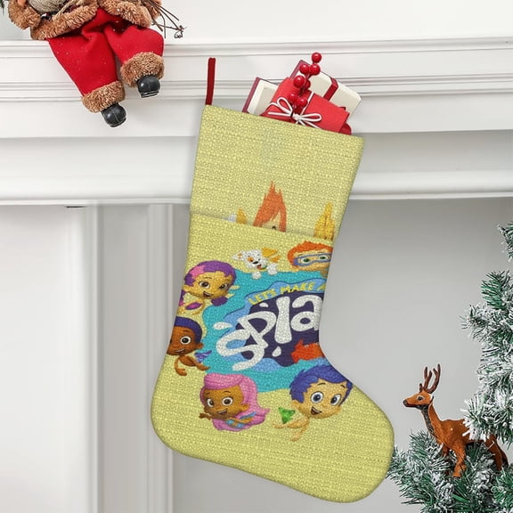 Bubble Guppies Ultra soft velvet Christmas socks, Large Super Soft Christmas Stockings For Christmas Xmas Tree Holiday Fireplace Family Decor Gifts