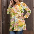 thumbnail image 5 of Dweltoz Womens Plus Size T Shirts L-4XL Summer Crew Neck Tunics 3/4 Sleeve T-Shirts Casual Floral Print Tunics Blouses,Yellow 2XL, 5 of 5