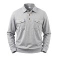 thumbnail image 7 of JULMCOMO Polo Shirts for Men Button Collared Casual Workwear Style Long Sleeve Shirts Regular Fit Work Tops with Chest Pockets Light Gray XL, 7 of 7