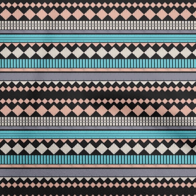 oneOone Tissu en Viscose Chiffon Turquoise Bleu Matériel de Couture Géométrique Tissu Imprimé au Mètre 42 Pouces de Large