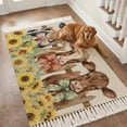 thumbnail image 2 of Kitchen Runner Rugs, Farmhouse Cow Sunflower Burlap 4'x6' Throw Rug with Tassels, Rustic Wooden Fence Washable Soft Floor Carpet Runner for Hallway Bedroom Bathroom Laundry Room, 2 of 8