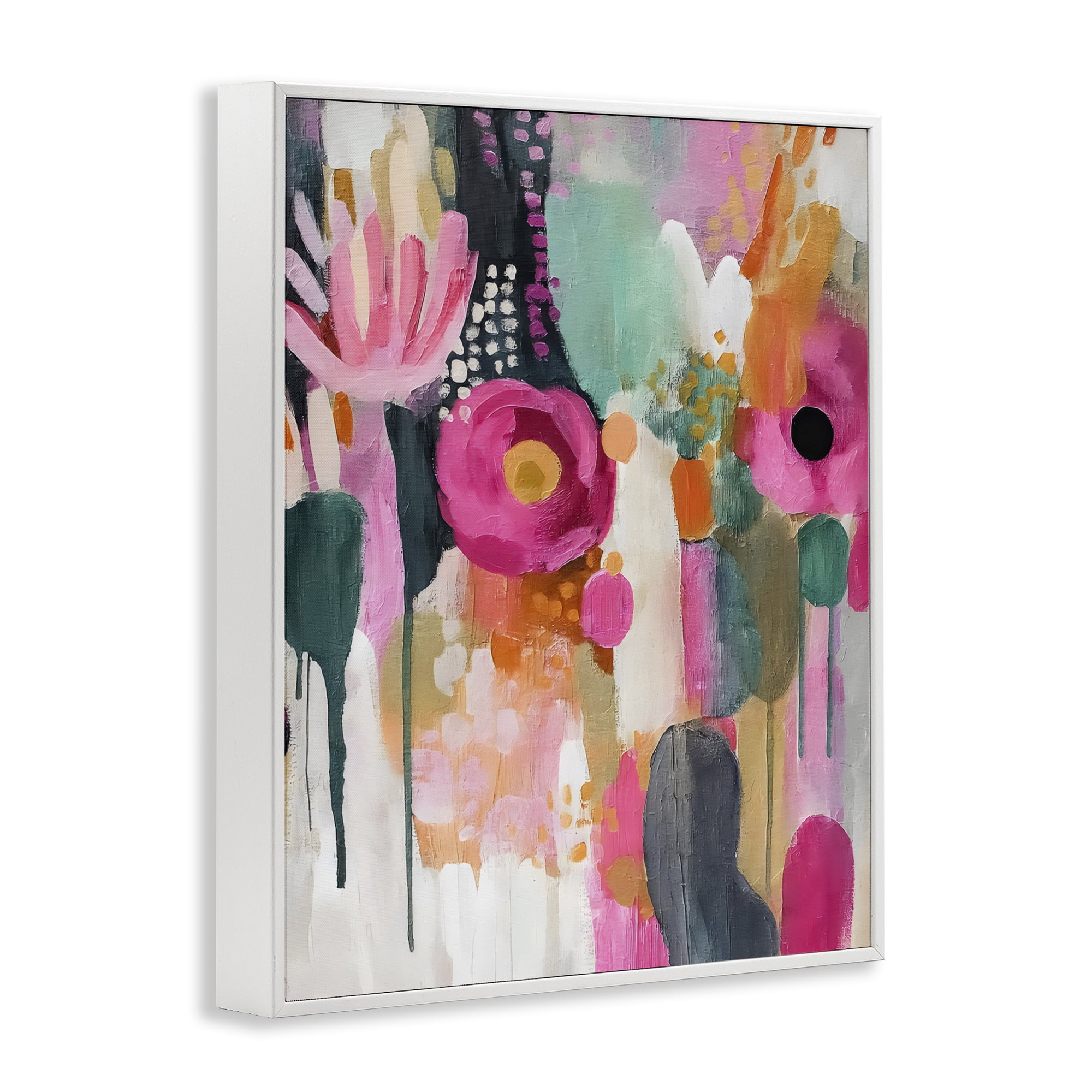 Stupell Industries Dripping Blooms Cascade White Framed Giclee Art, design by Riley B