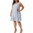 thumbnail image 4 of Agnes Orinda Women's Plus Size Valentines Day Dress Floral Sleeveless Ruffle Hem Casual Dresses 1X Blue, 4 of 6