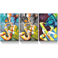 thumbnail image 1 of Rosework 3 Panel Framed Canvas Wall Art, 30x40 Inch*3, Retro Character Playing Saxophone, Made In USA, 1 of 6